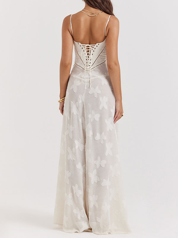 Flower Printed Sleeveless Spaghetti Neck Vacation Maxi Dresses