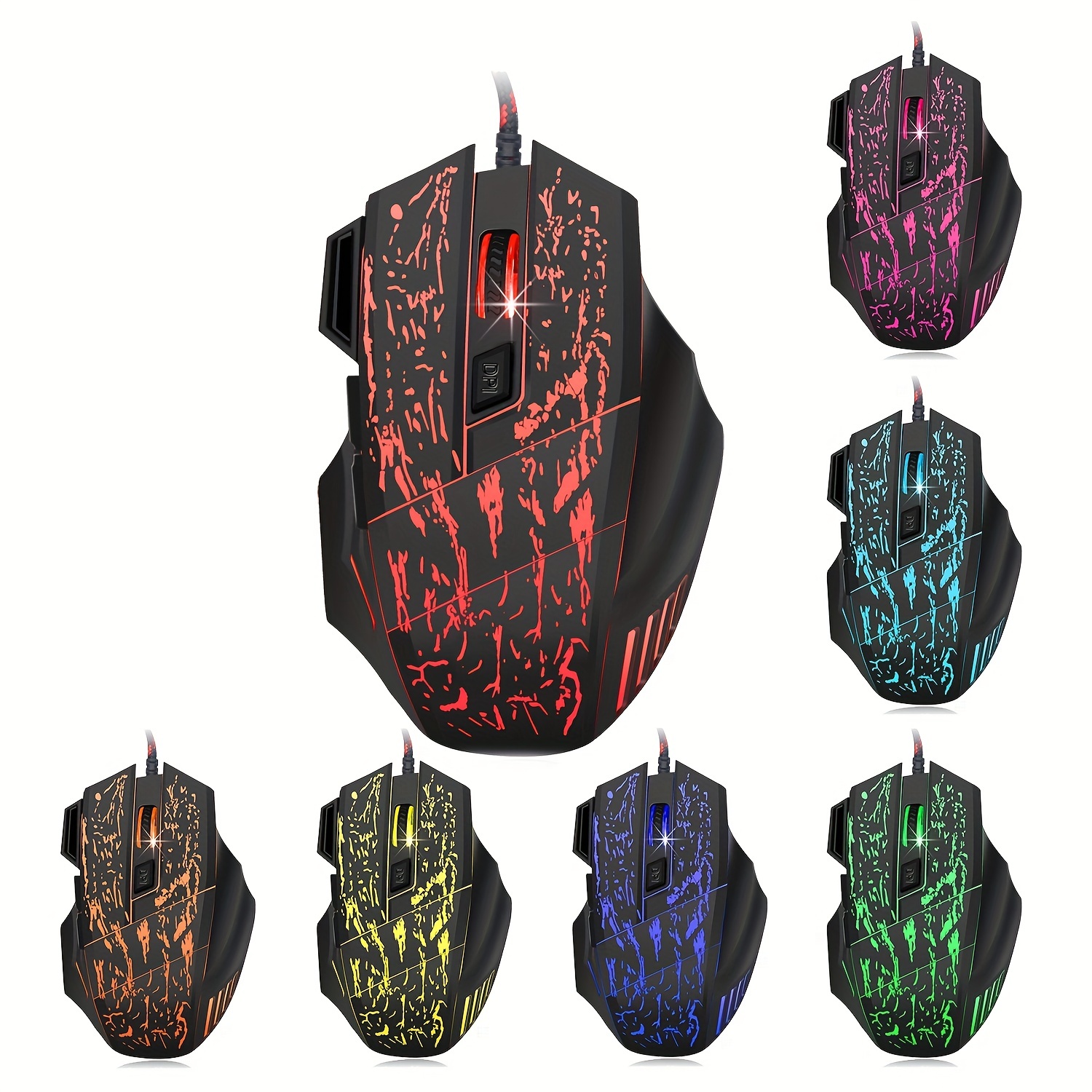 Exploding Cracked Rainbow Light Gaming Mouse