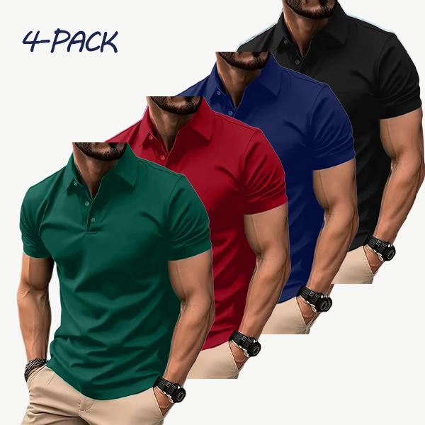 Men's 4-Pack Multi-Color Polos | Short Sleeve, Slim Fit | Casual & Business Wear