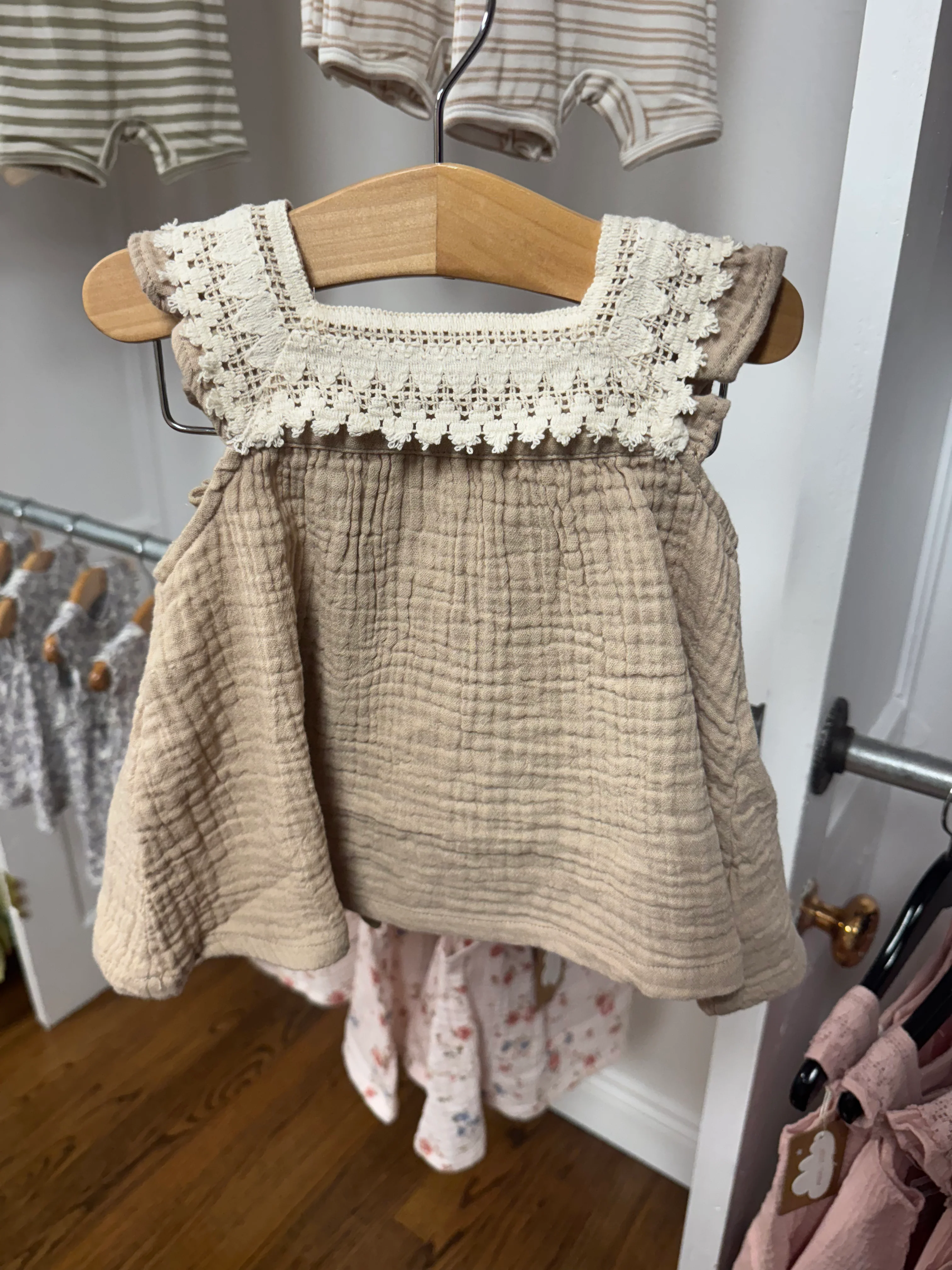 Baby Girls Muslin Oxford Bloomer Set