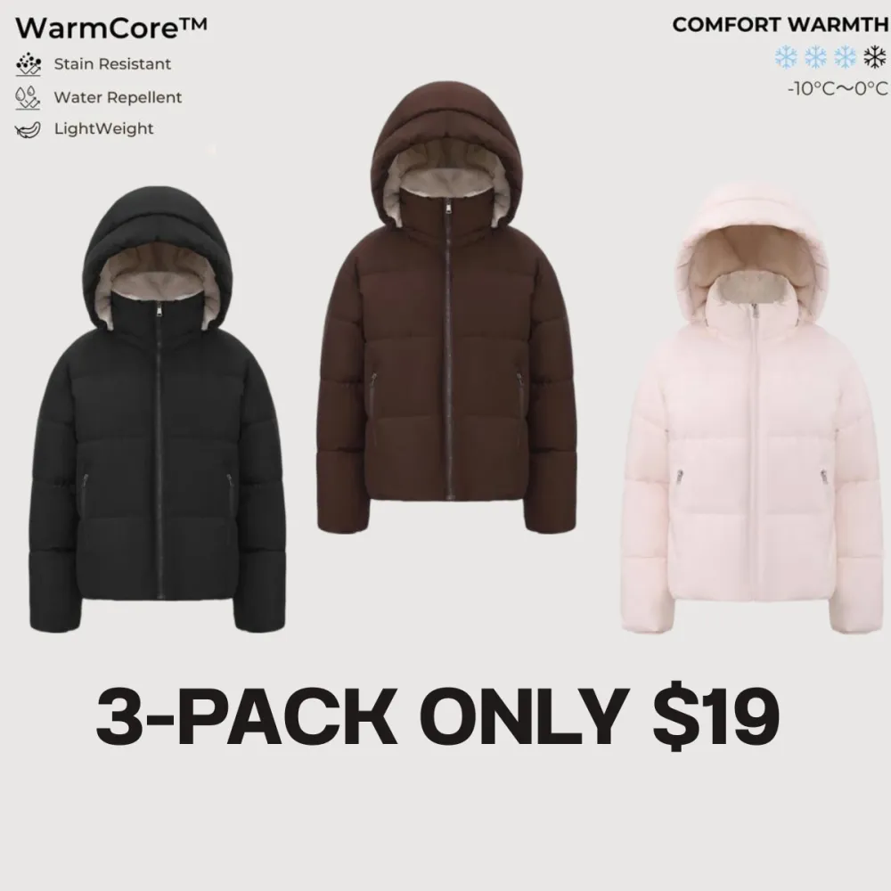 Women's Quilted Puffer Jacket with Removable Hood