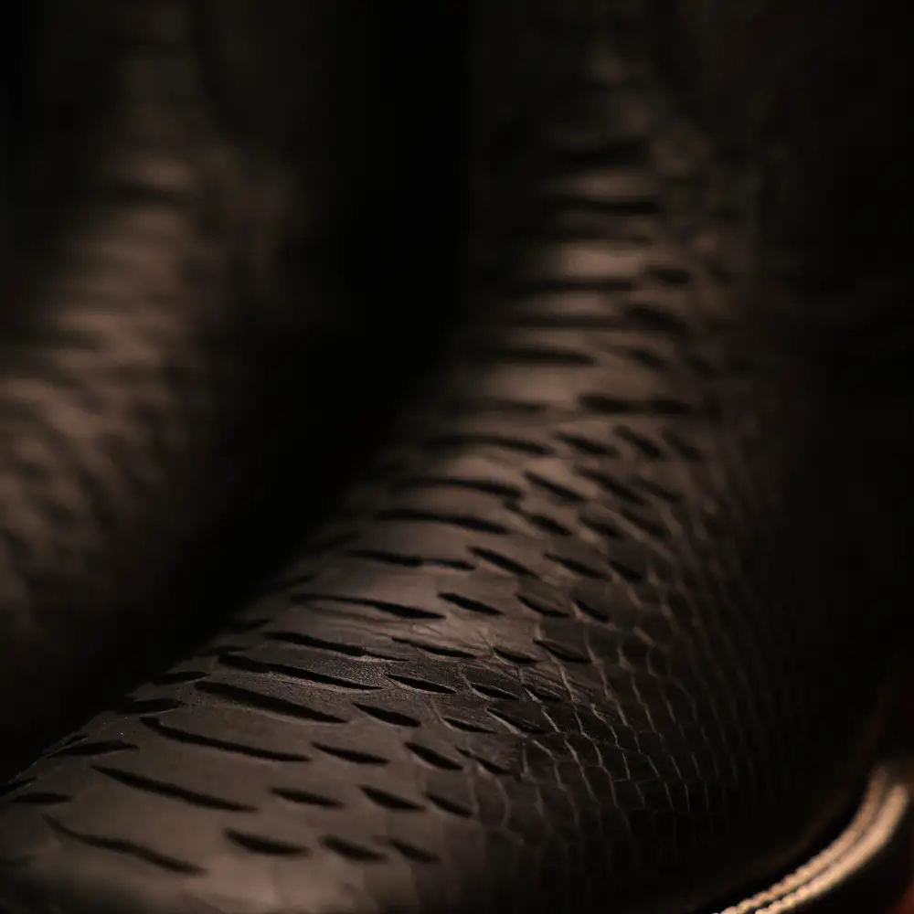 Black Python Leather Boots - Square Toe