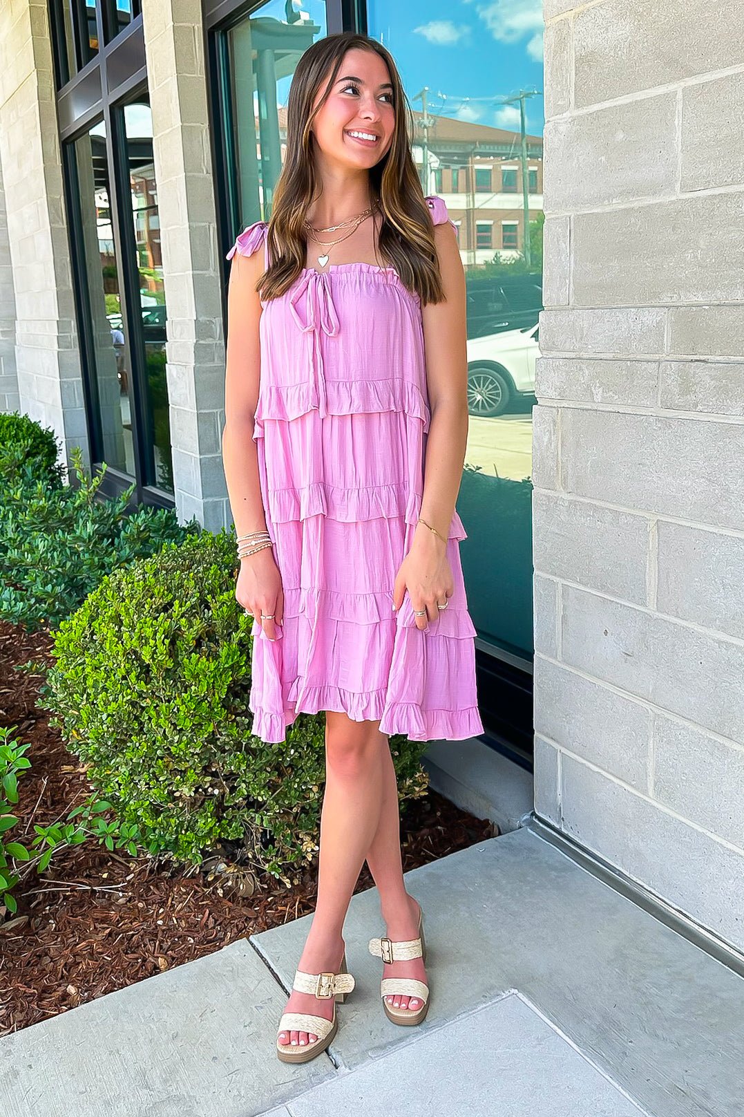 Exceptional Delight Ruffle Tiered Tie Strap Dress