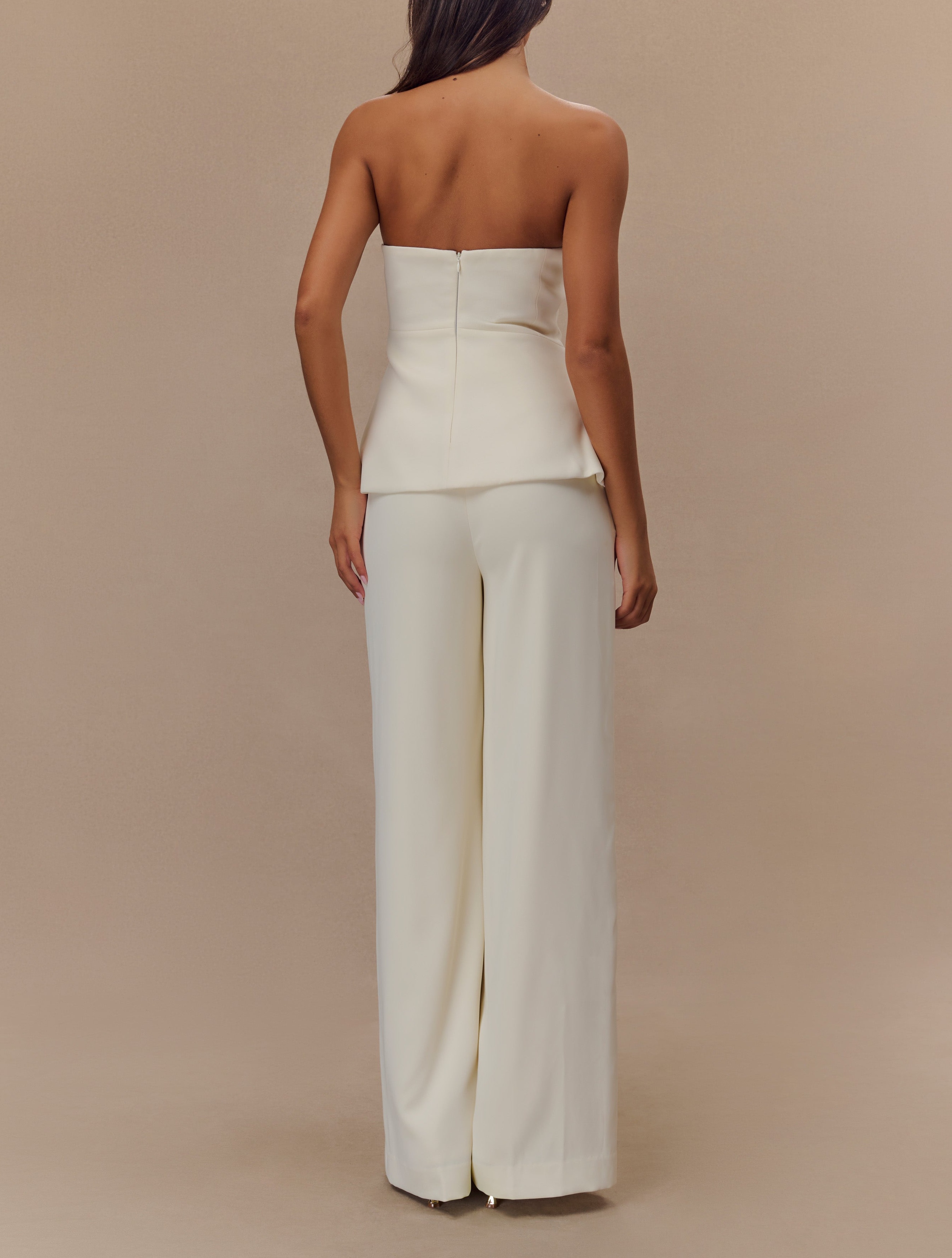 Ivory Strapless Suiting Top
