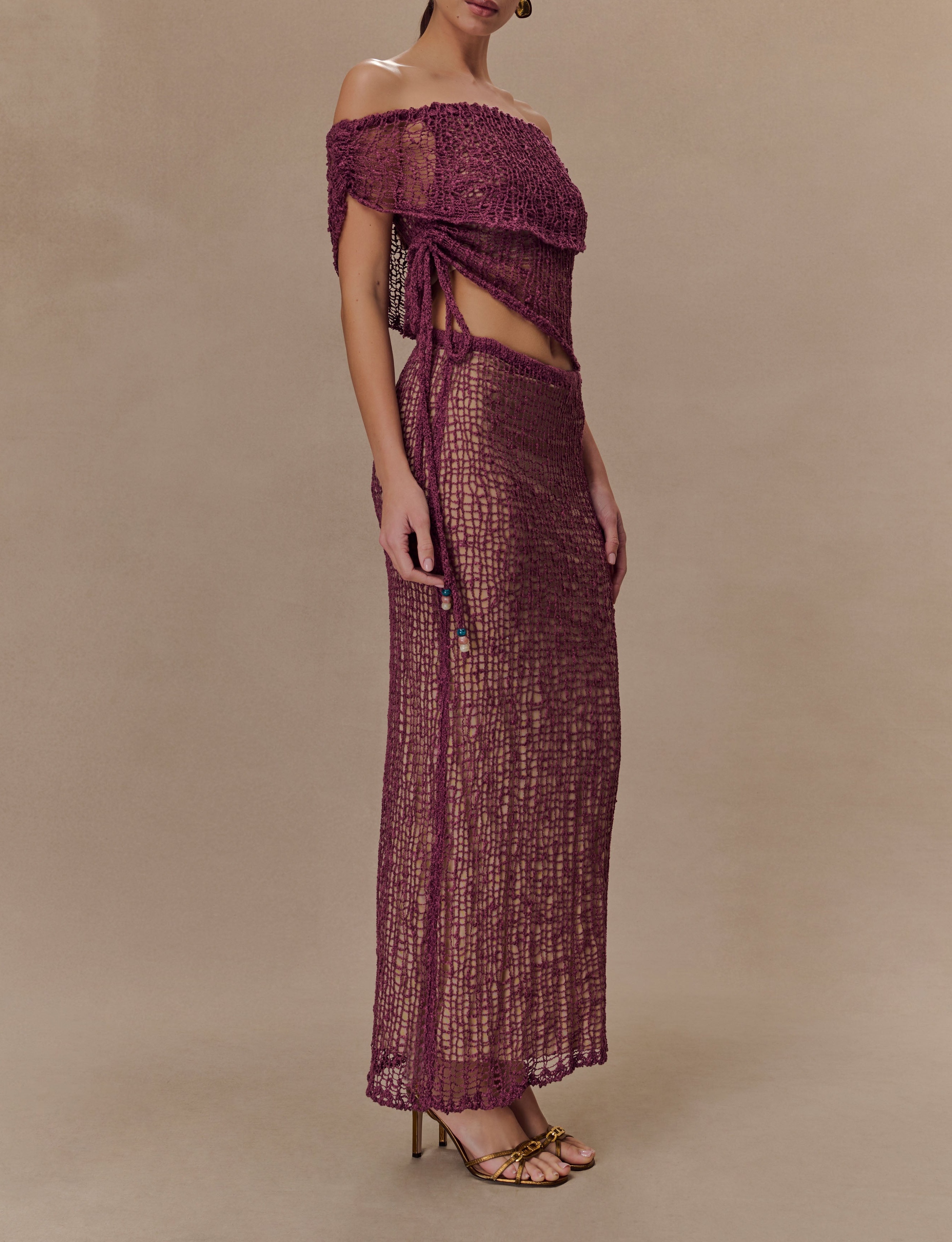 Mauve Off Shoulder Knit Top