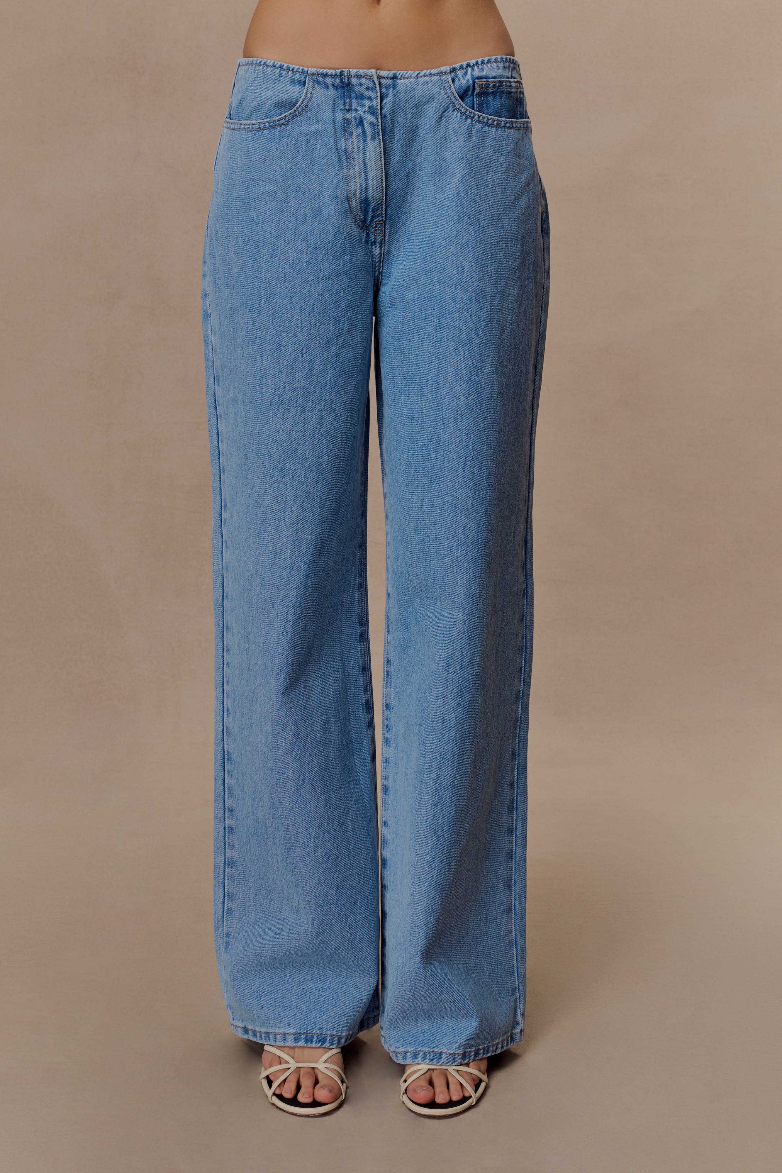 Blue Mid Rise Denim Jeans