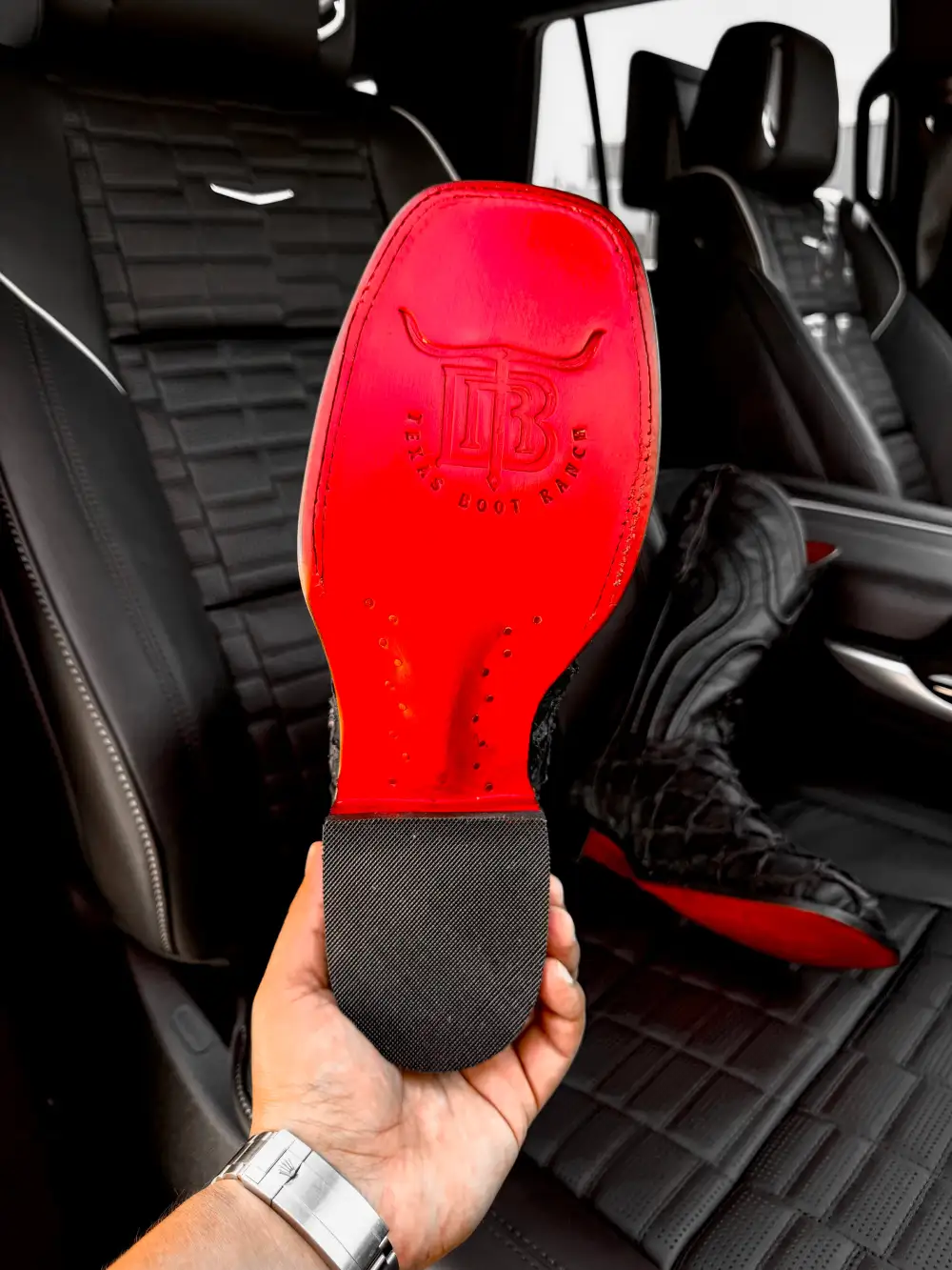 Matte Black Jumbo Pirarucu Leather Boots - Square Toe