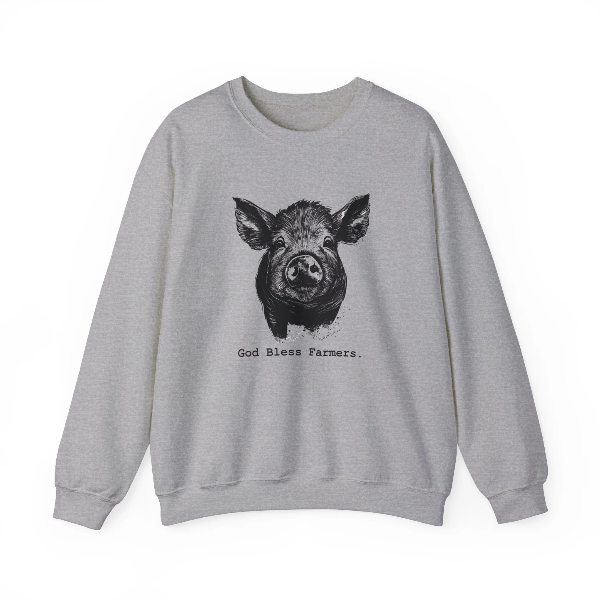 God Bless Farmers Pig Unisex Heavy Blend? Crewneck Sweatshirt