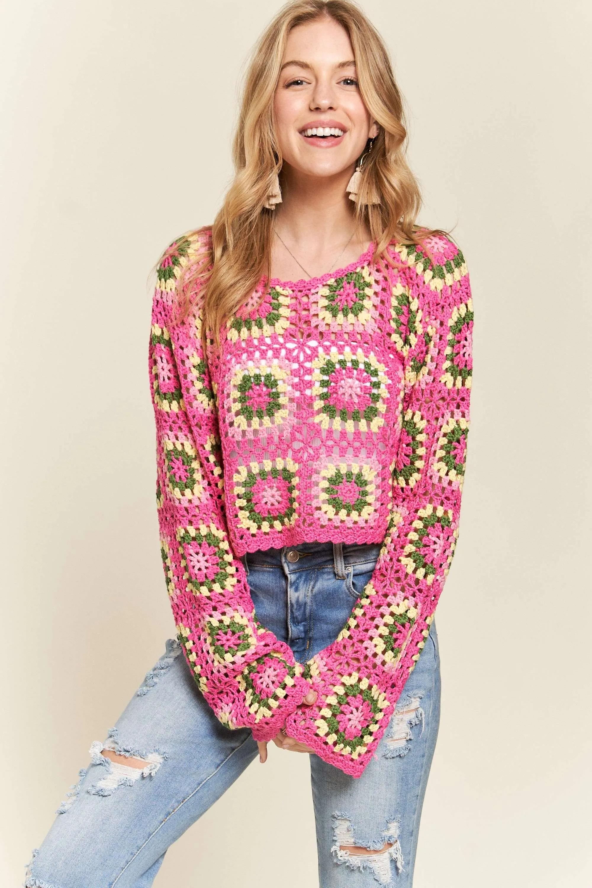 Multicolor Crochet Crop Top