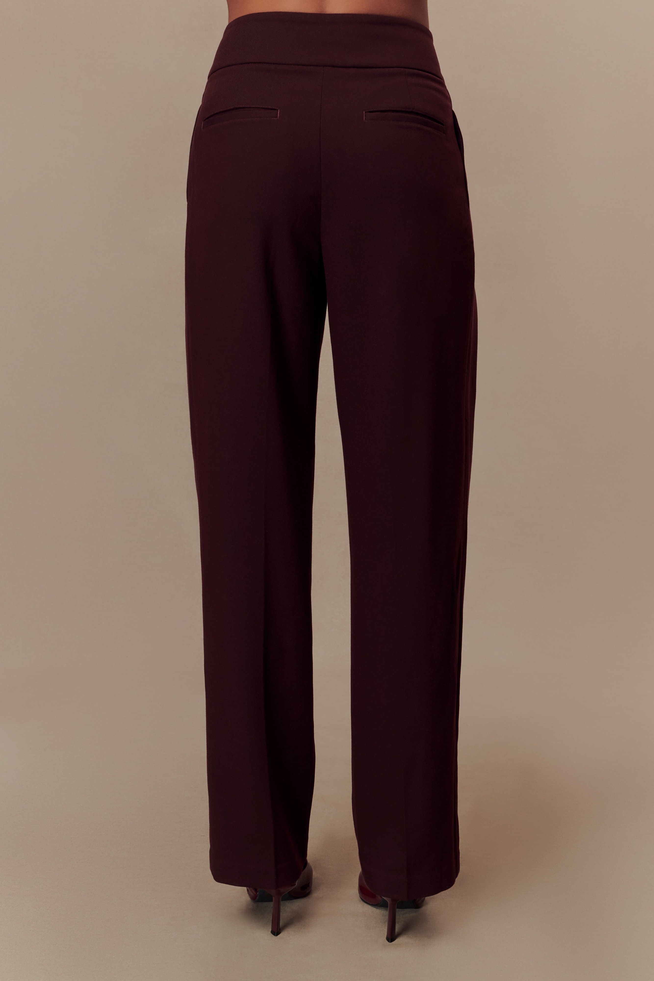 Mahogany Pleated High Waisted Pants