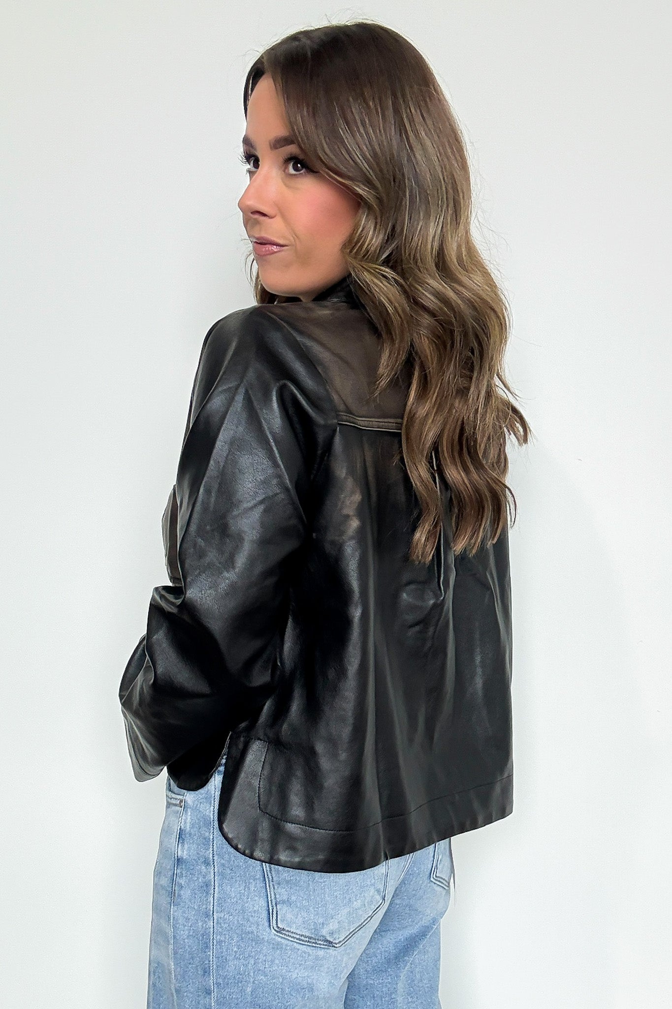 Washed Faux Leather Jacket