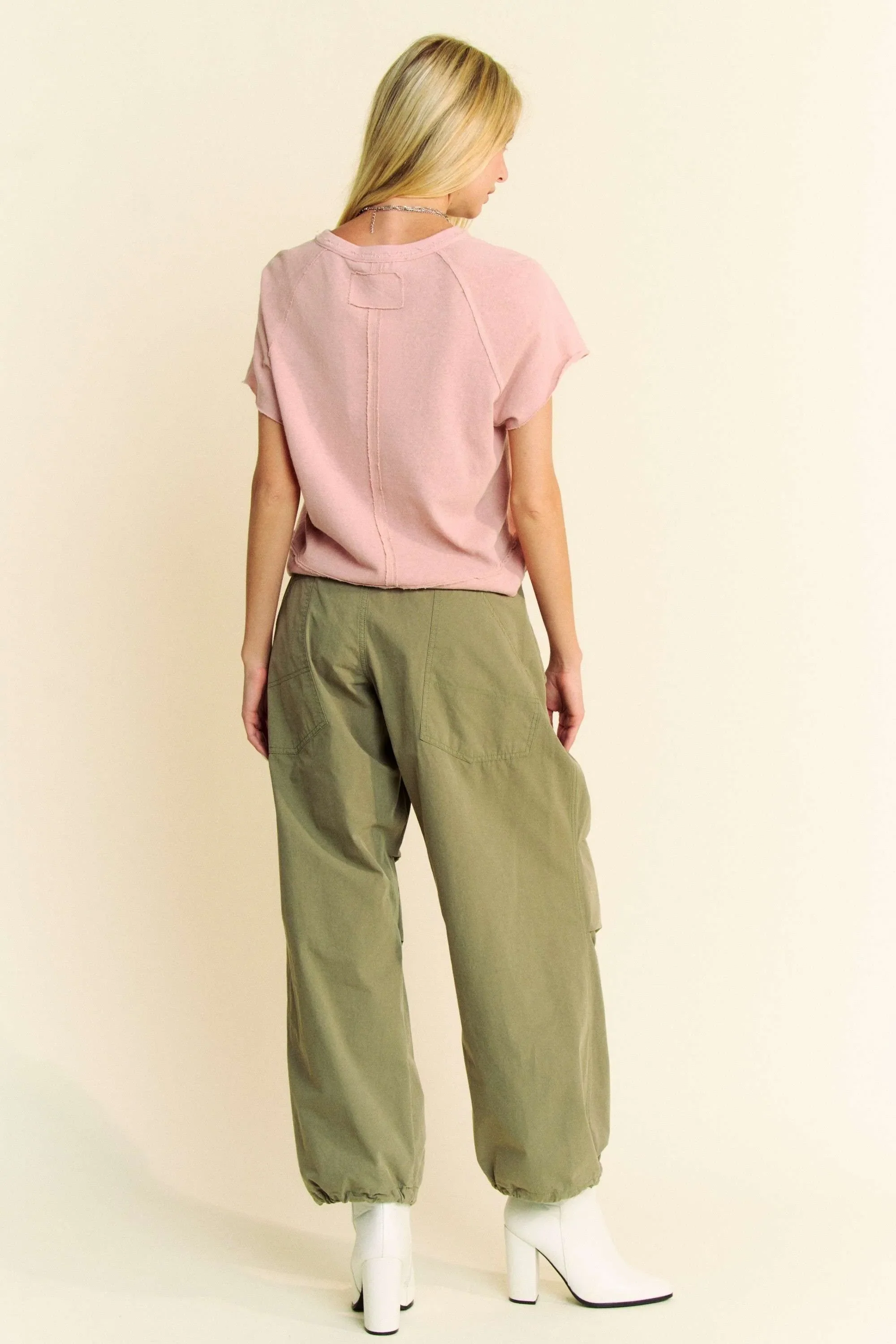 Breezy Knit Fabric Short Sleeve T-shirt Top