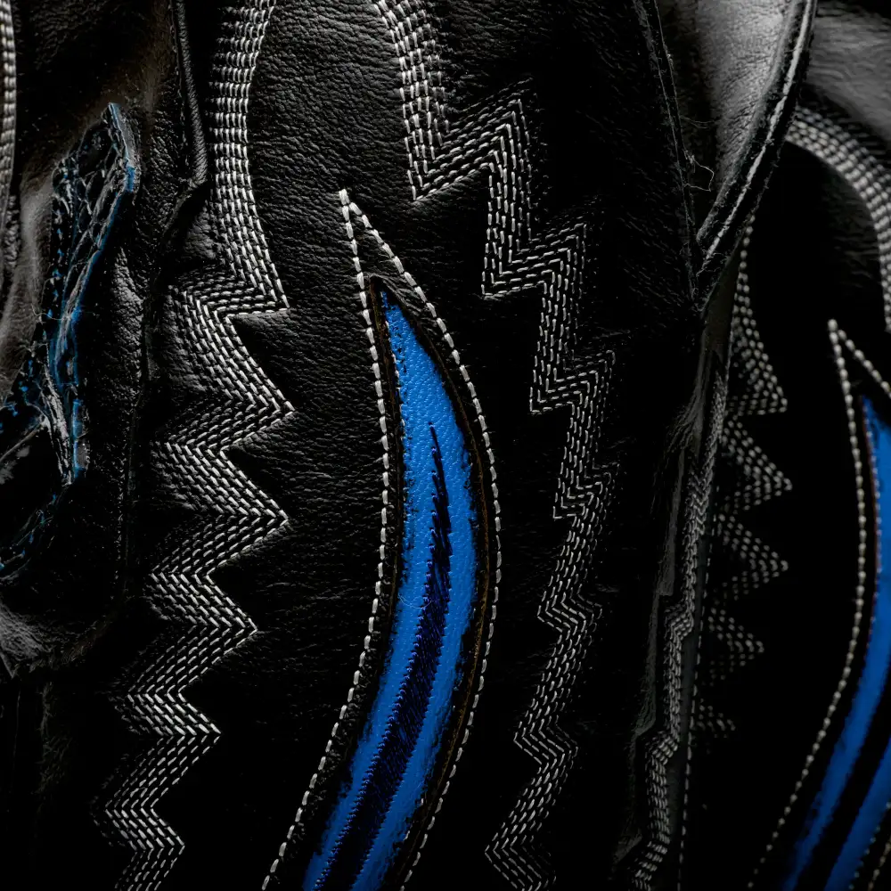 Midnight Blue Giant Caiman Hornback Leather Boots - Square Toe