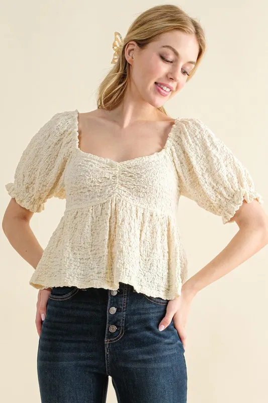 Lovely Textured and Smocked Top