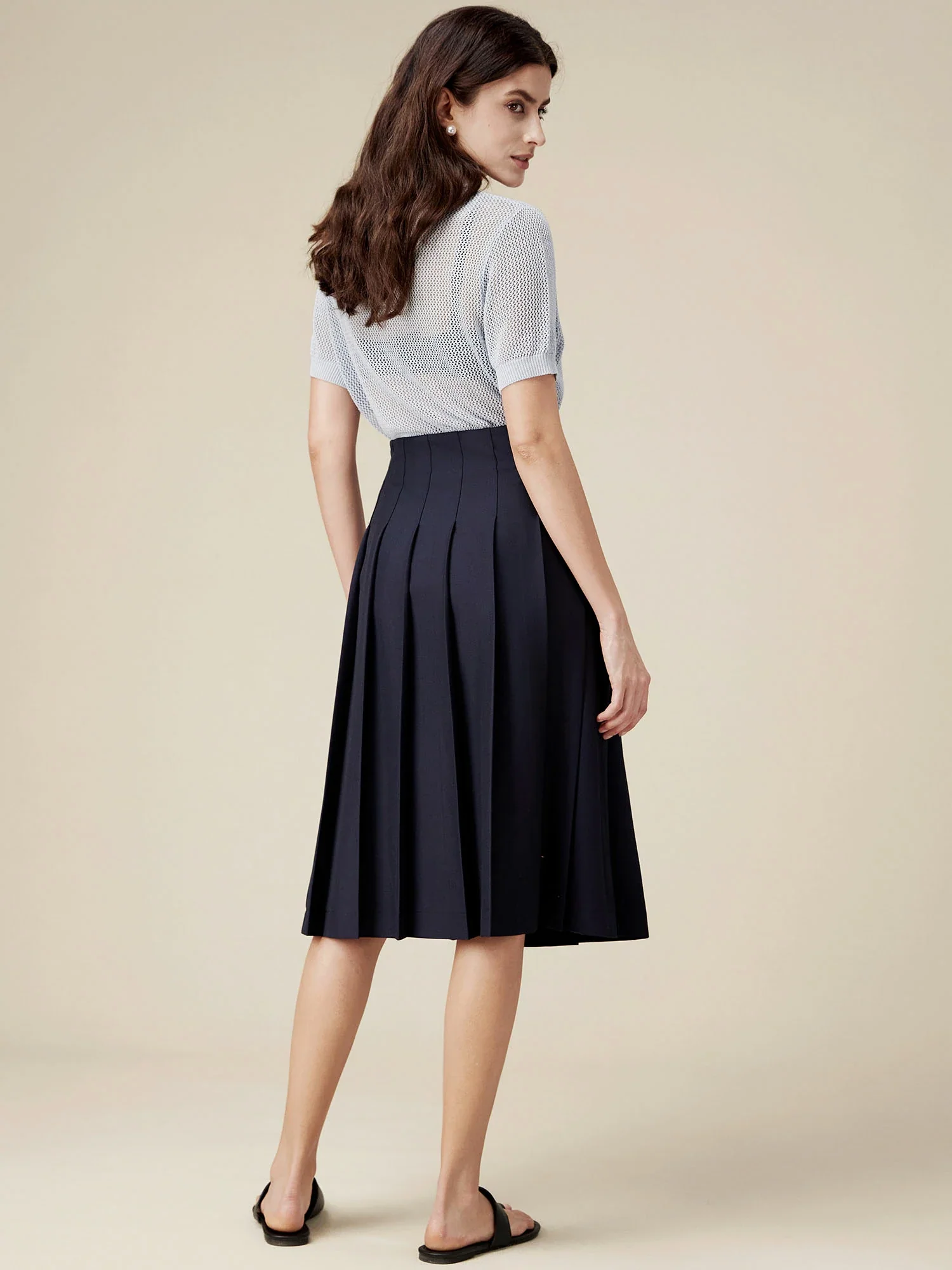 Linen & Lyocell V-Neck Short Sleeve Zipper Hollow Out Cardigan