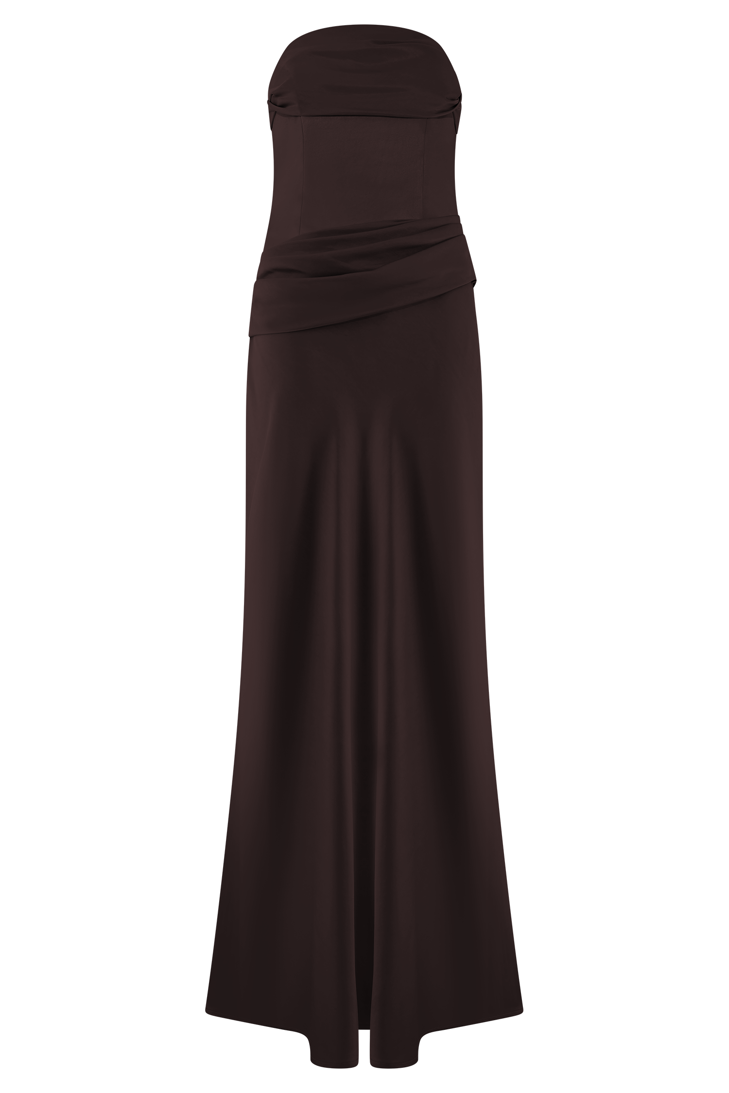 Chocolate Strapless Satin Maxi Dress