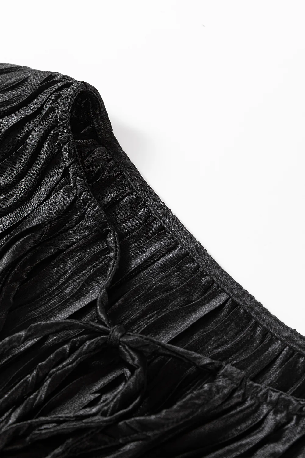 Textured Bubble Sleeve V Neck Loose Blouse