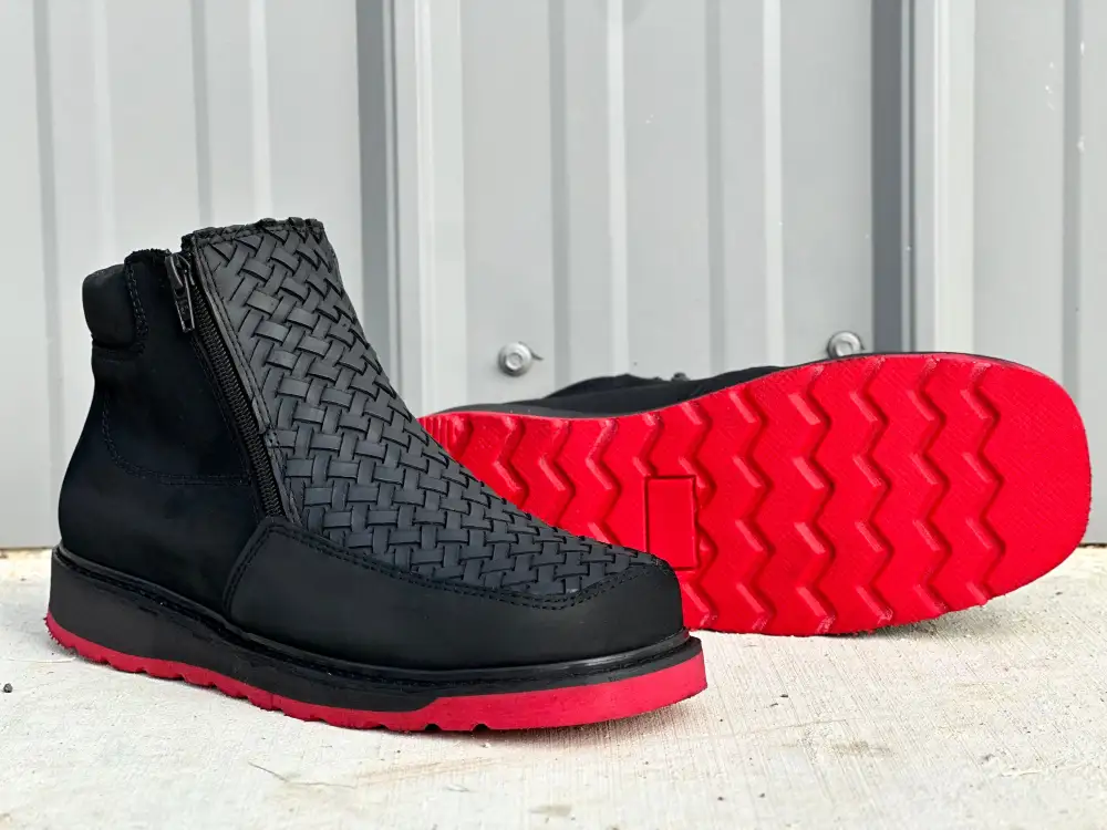 Men’s Black Basketweave Cowboy Shoes