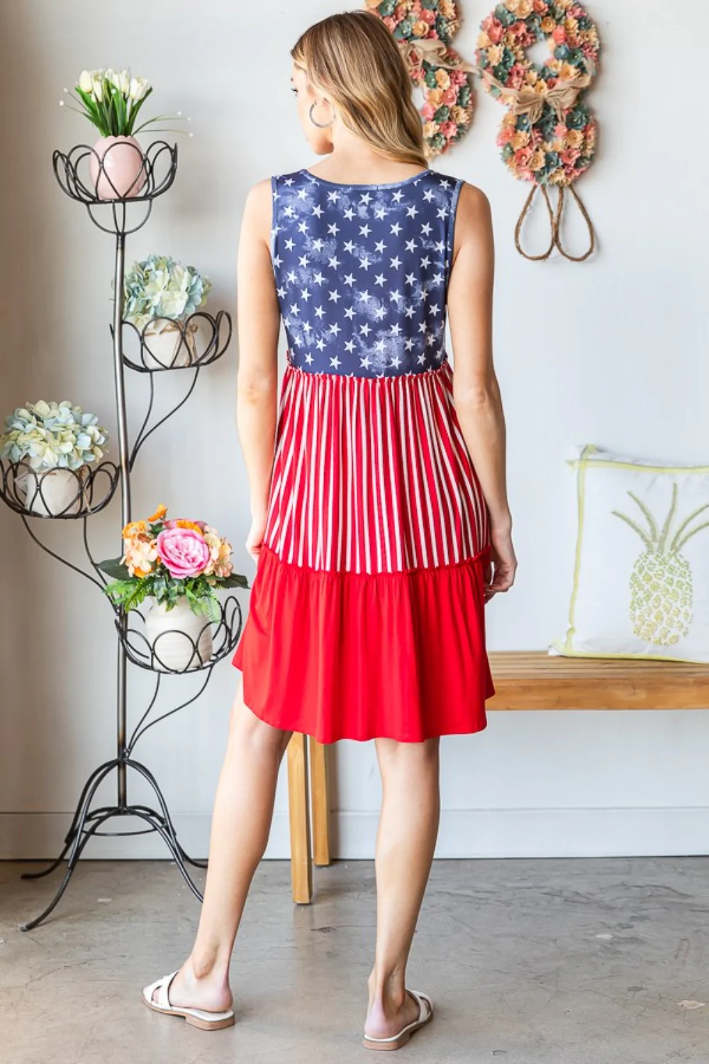 US Flag Theme Contrast Tank Dress
