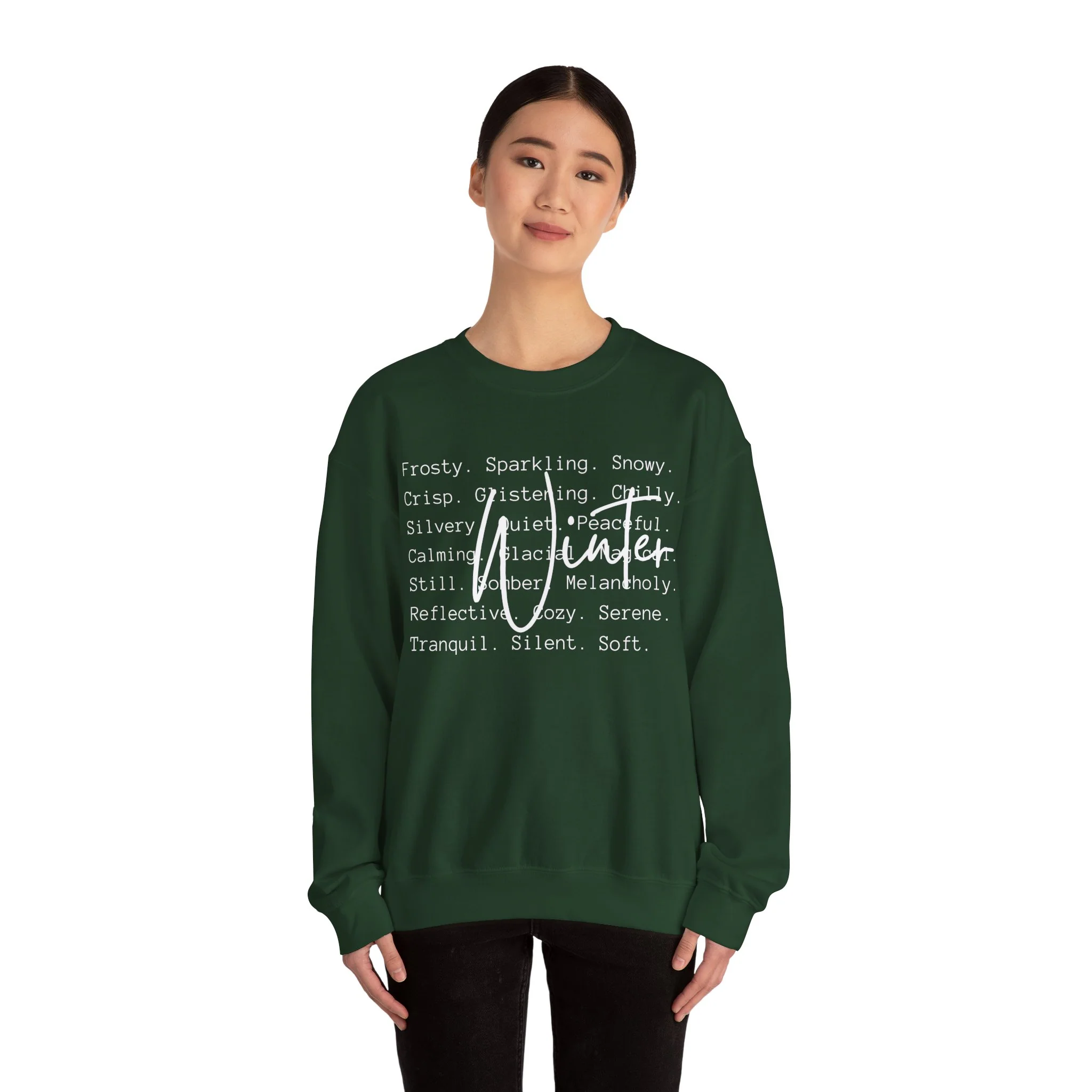 Winter White Script on Gildan Unisex Heavy Blend? Crewneck Sweatshirt