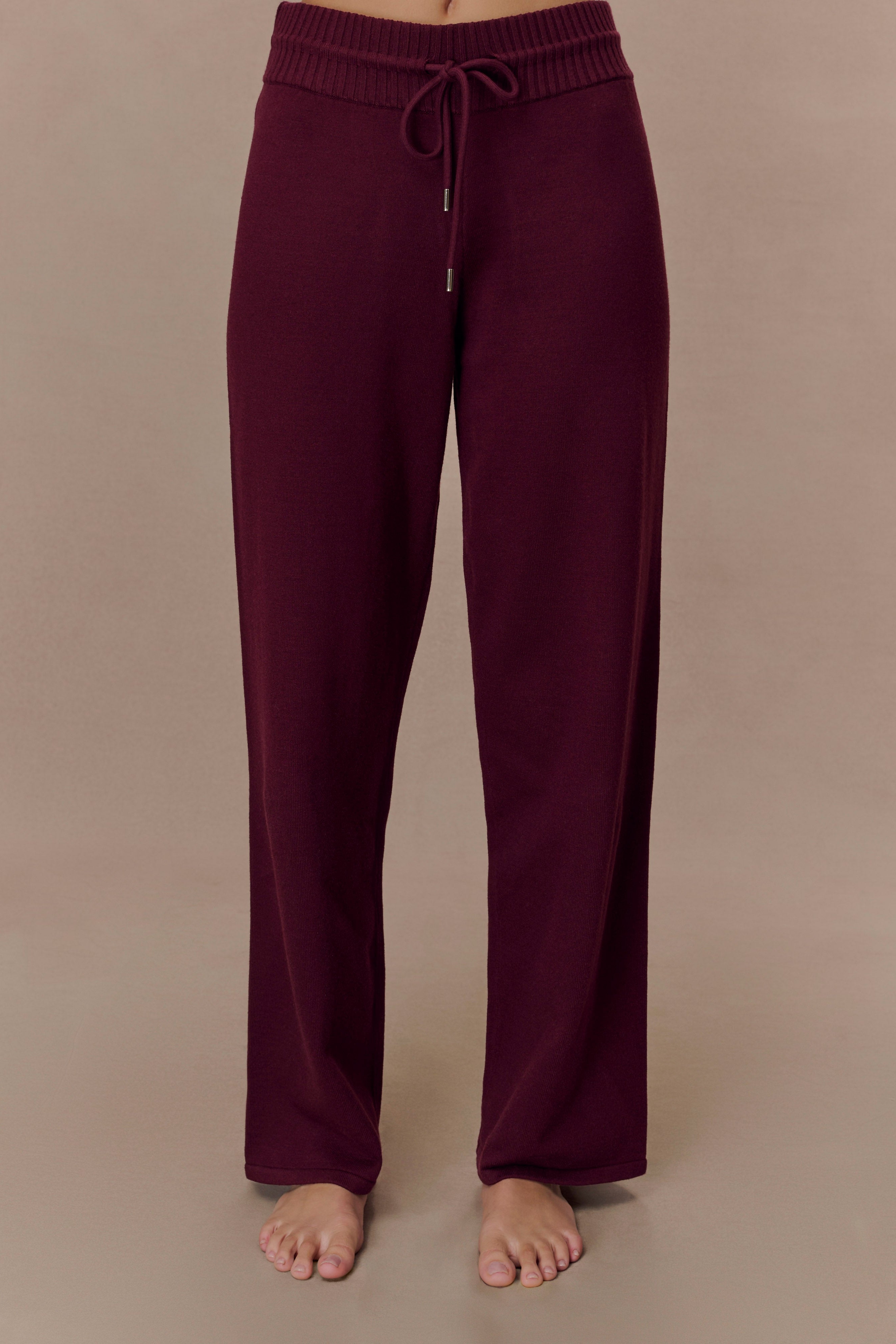 Merlot Knit Wide Leg Pants