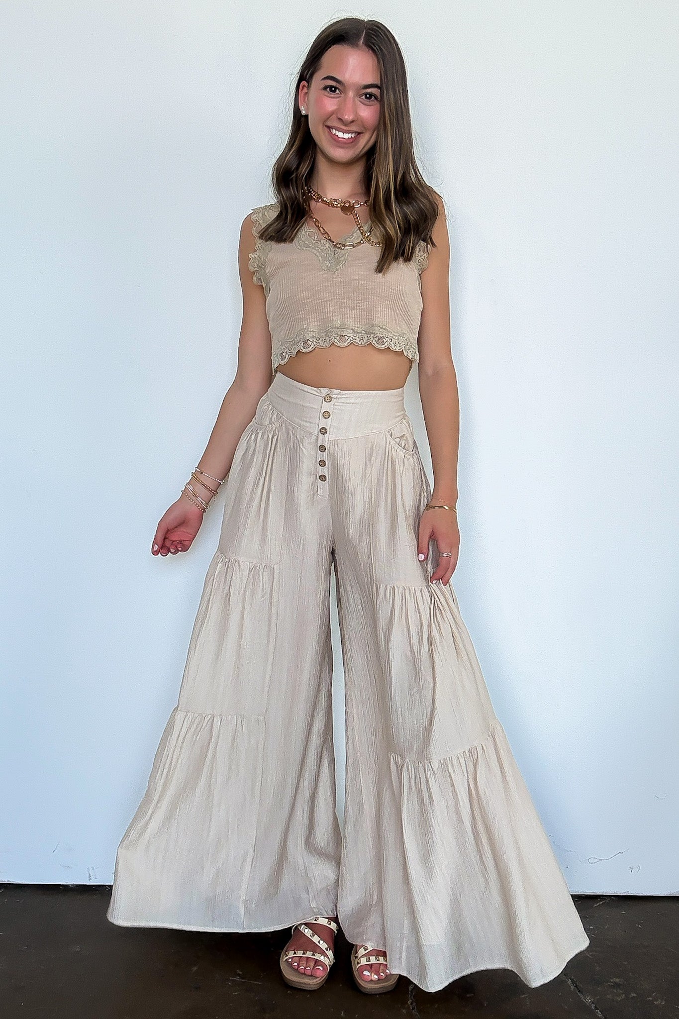 Tiered Tide Flowy Wide Leg Pants