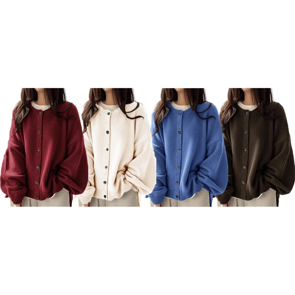 Women's Plain Button Front Knit Cardigan