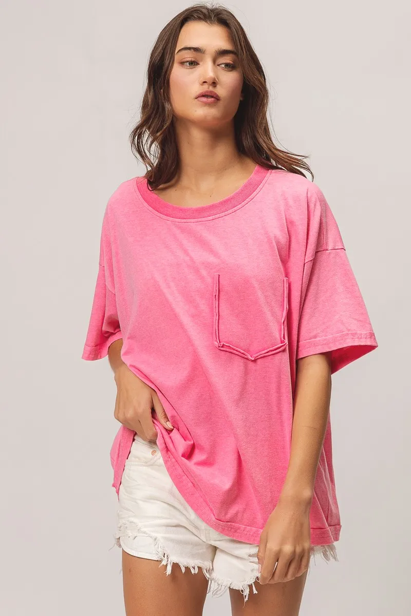 Washed Jersey Relaxed Fit Shorts Sleeves Top