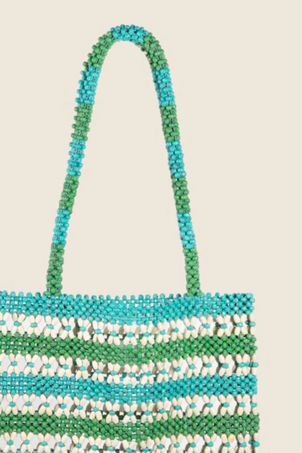 Fame Contrast Wooden Beaded Tote Bag