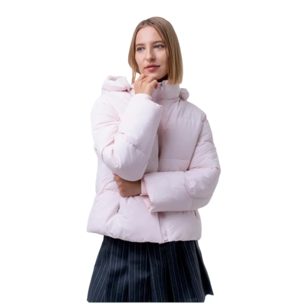 Women's Quilted Puffer Jacket with Removable Hood