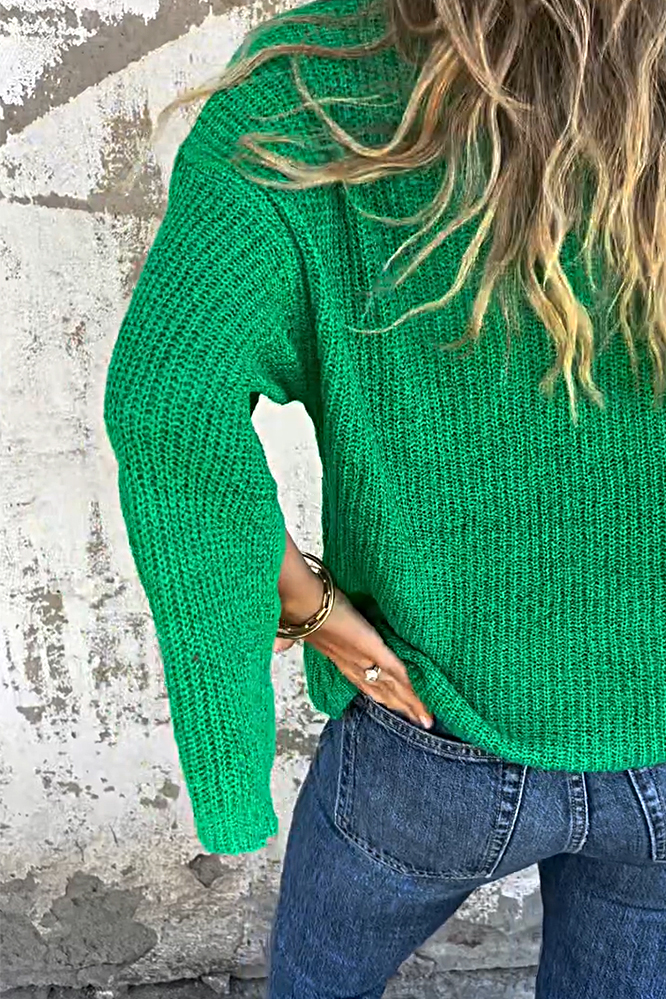 Women's Solid Color V-neck Loose Sweater