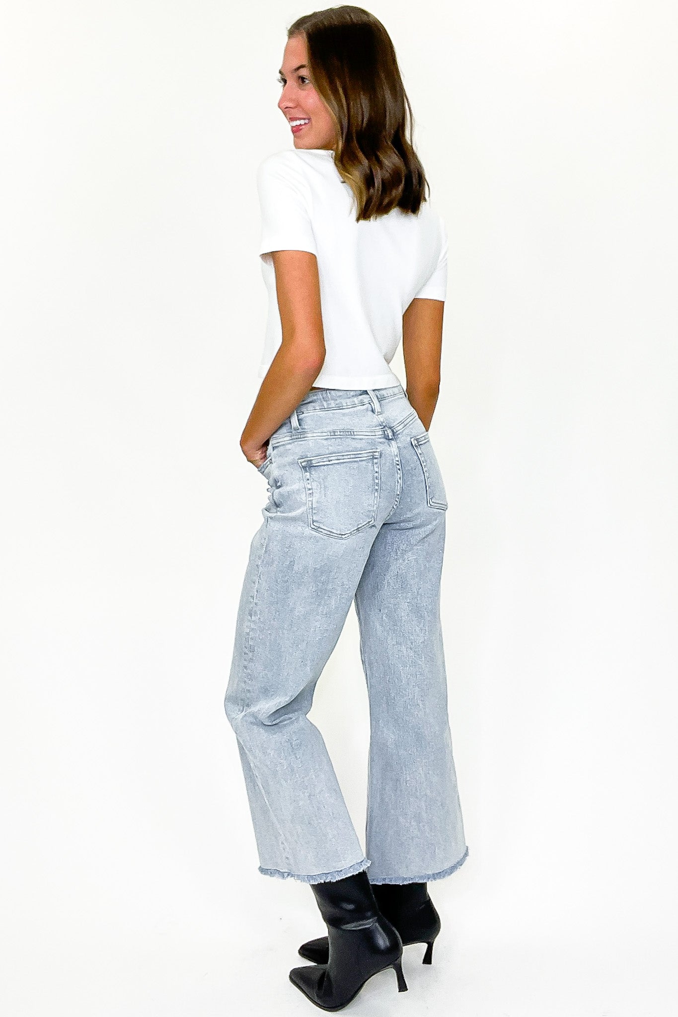 Summit High Rise Ankle Wide Leg Jeans
