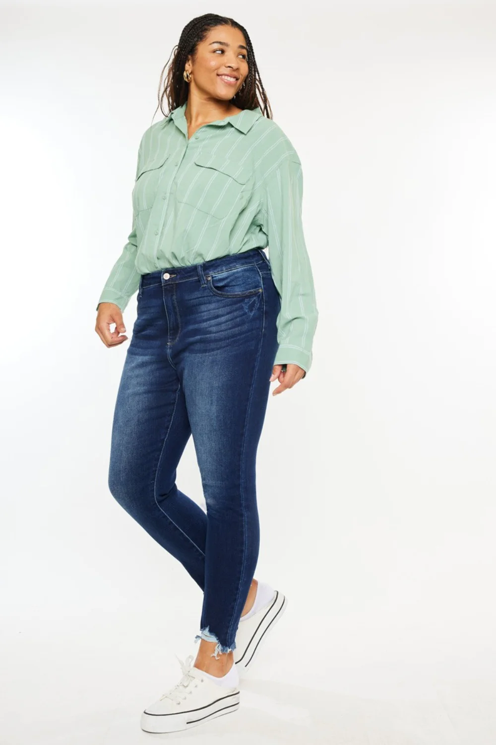 Full Size High Rise Frayed Ankle Skinny Jeans