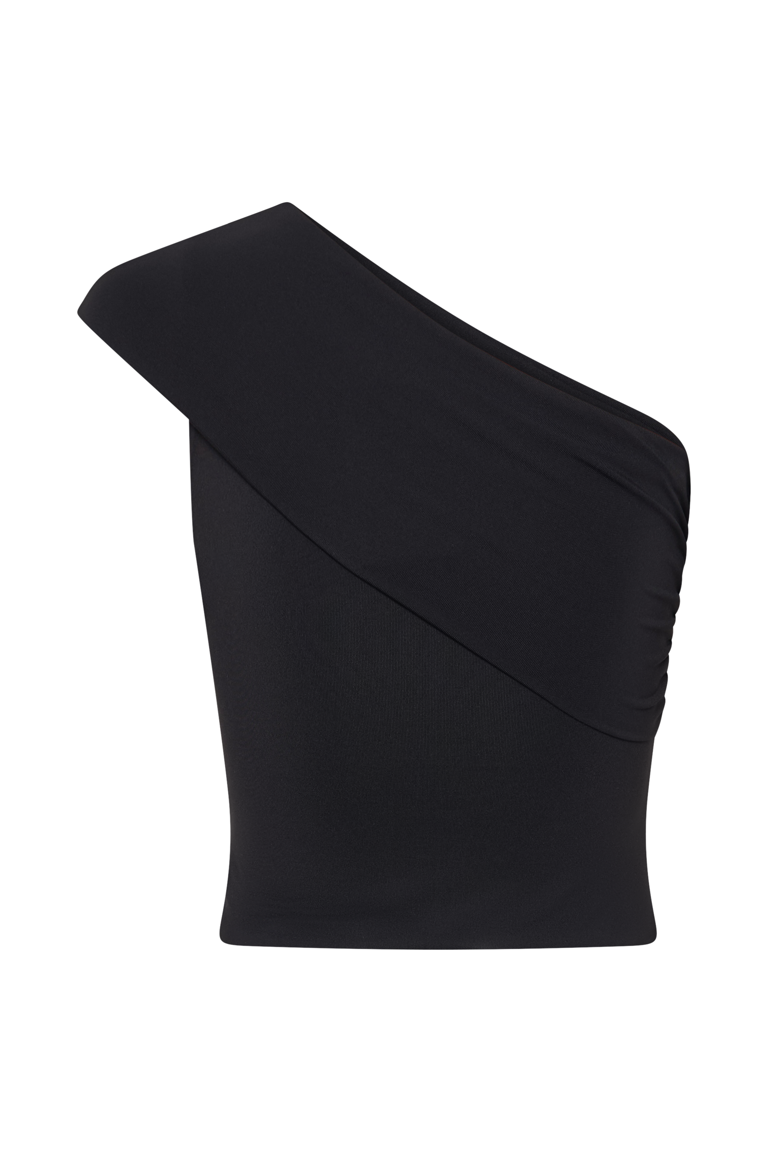 Black One Shoulder Recycled Nylon Twist Top