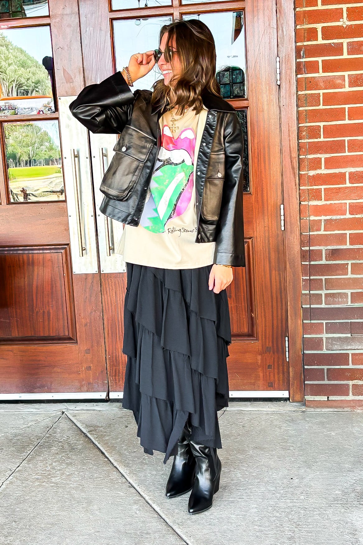 Washed Faux Leather Jacket