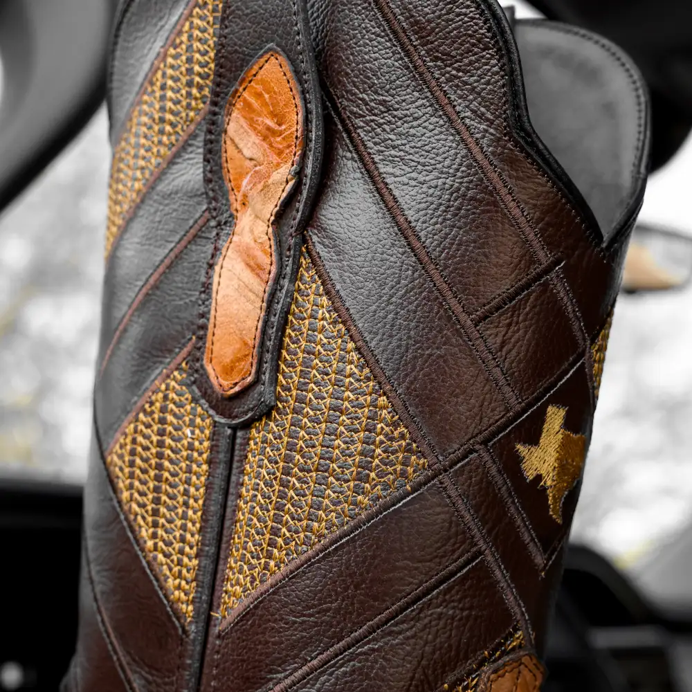 Honey Pirarucu Leather Boots - Square Toe