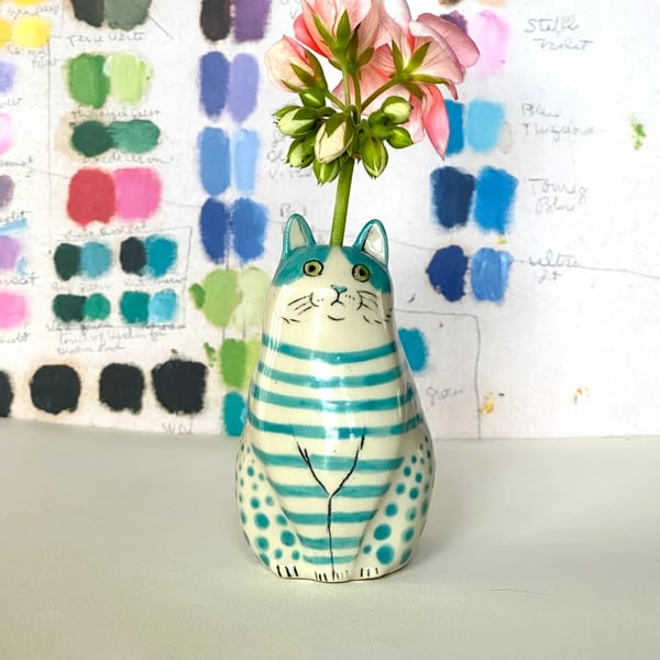 Hand-Painted Cat Vase Collection