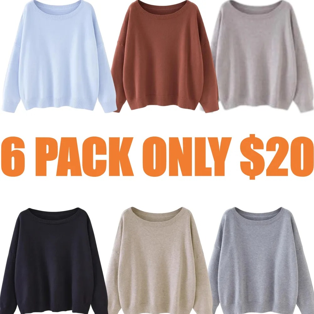 Women's Plain Scoop Neck Sweater, Casual Drop Shoulder Long Sleeve Jumper, Women Fall & Winter Knit Top