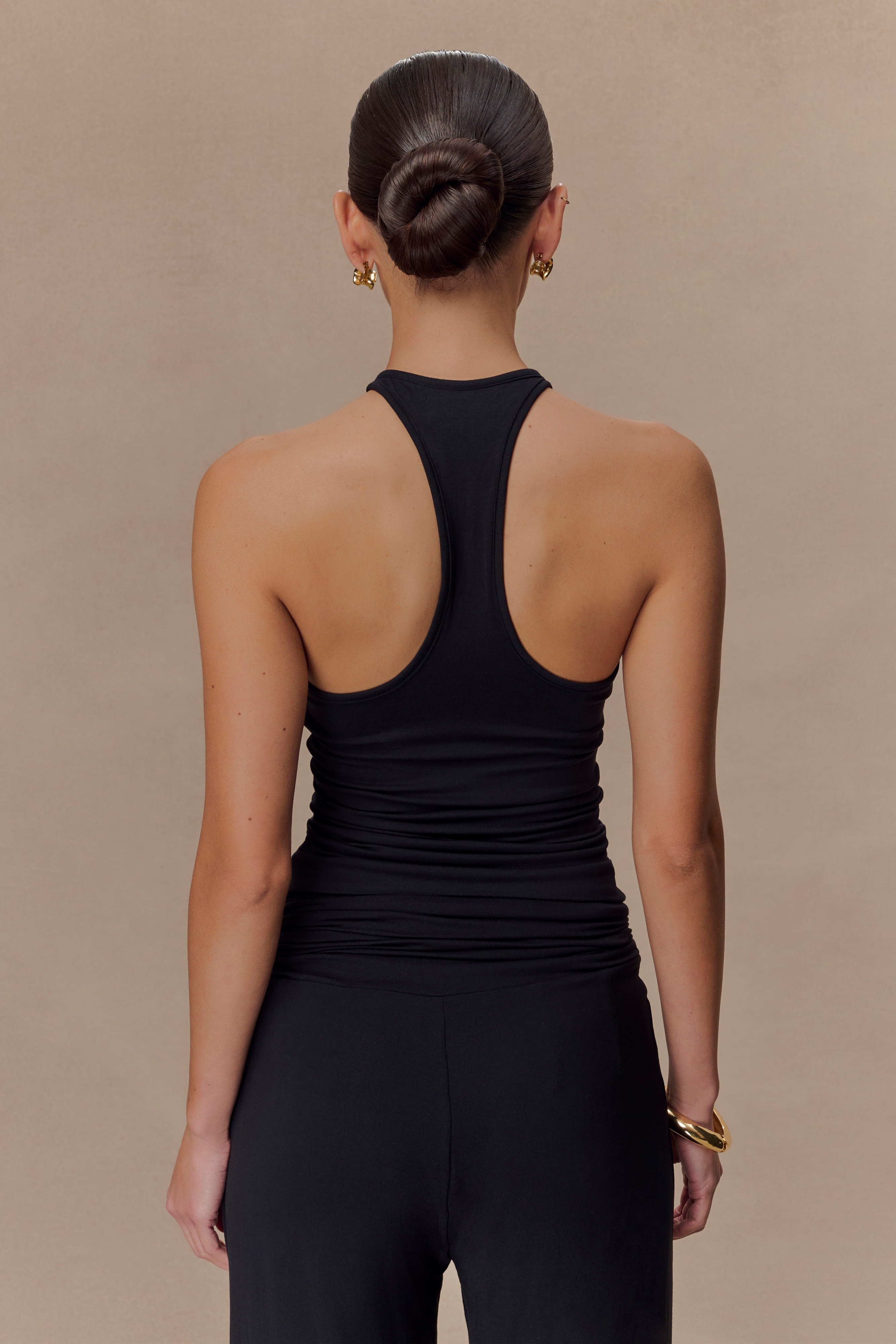 Black Modal Tank Top With Hardware