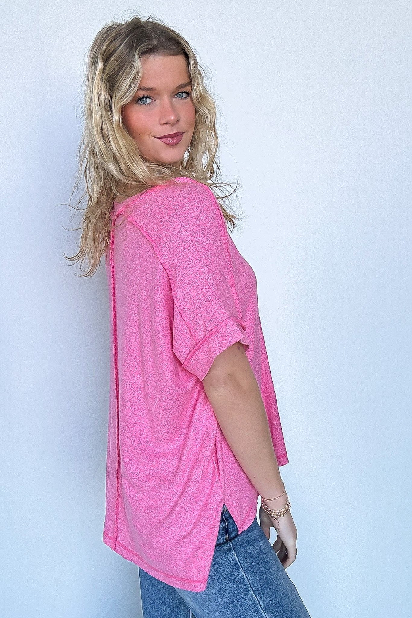 Sunday Morning V-Neck Hacci Knit Tee