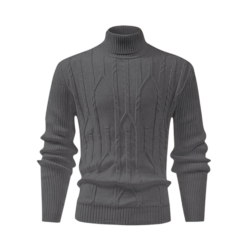 Men's Turtleneck Warm Sweater, Vintage Cable Knit Style