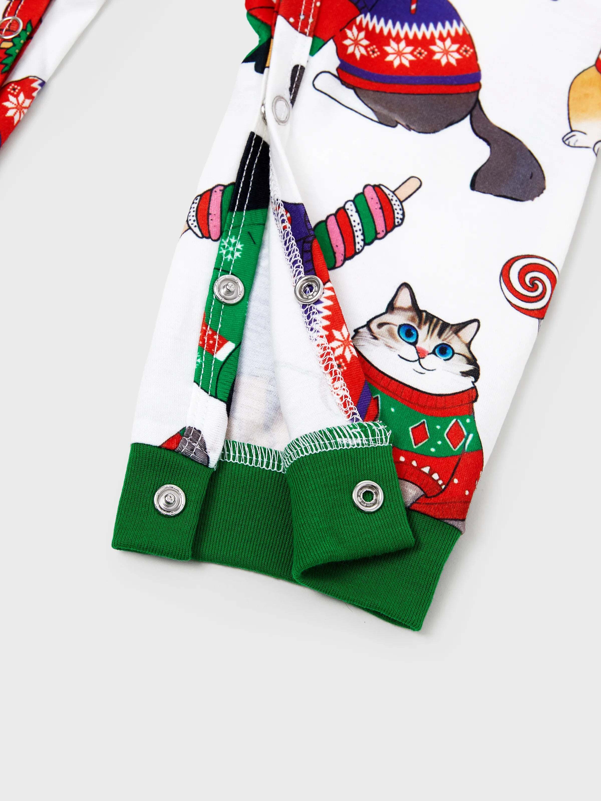 Christmas Matching Family Pajamas Set Christmas Cat Print PJS with Christmas Socks Multi-color