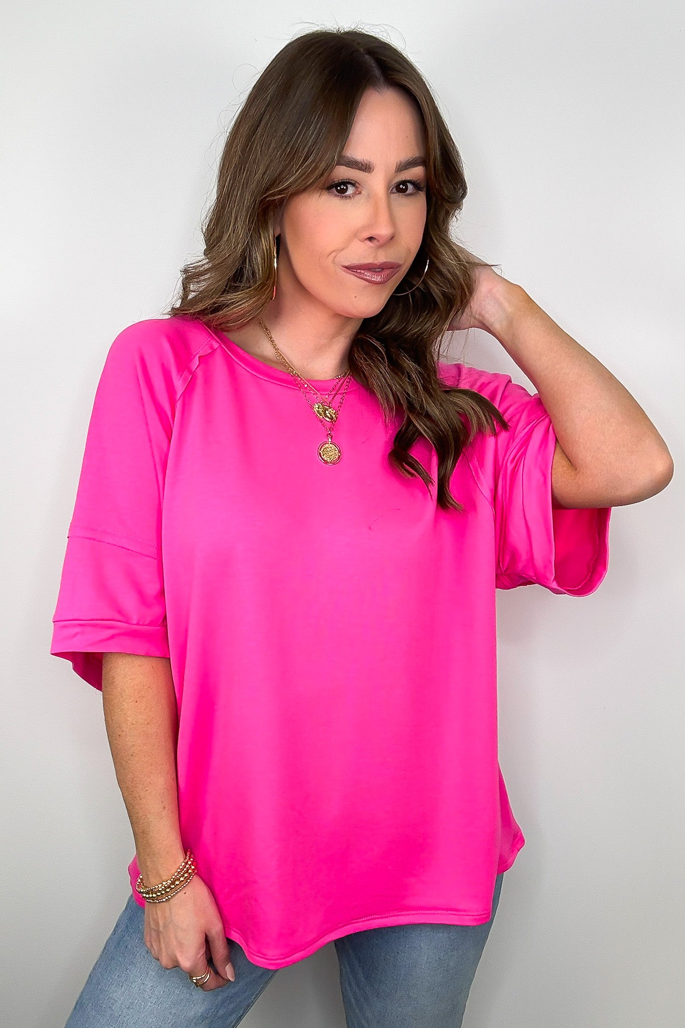 Chill Out Terry Knit Raw Edge Relaxed Top