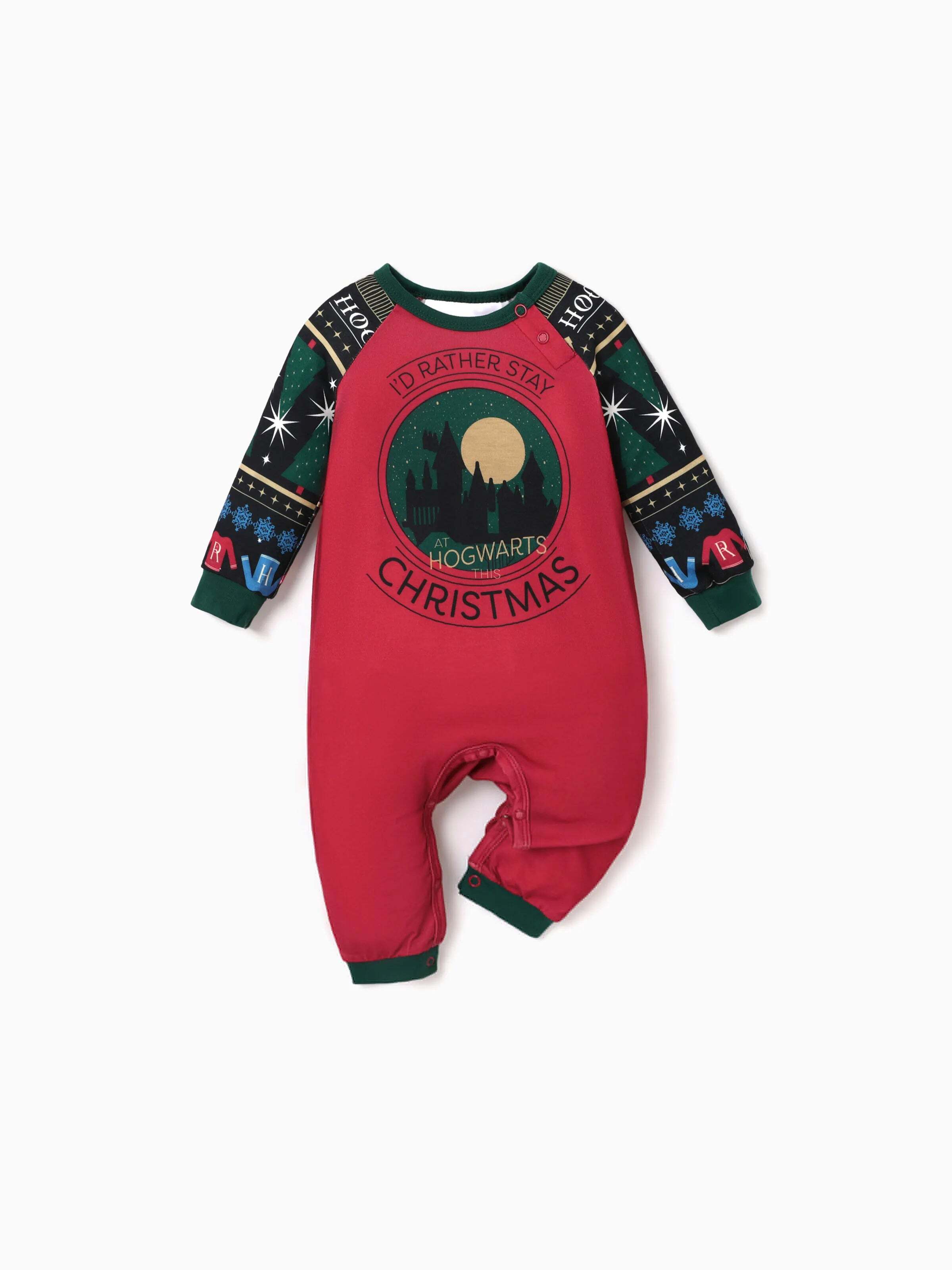 Family Matching Christmas Hogwarts Graphic Pajamas Sets with Christmas Socks