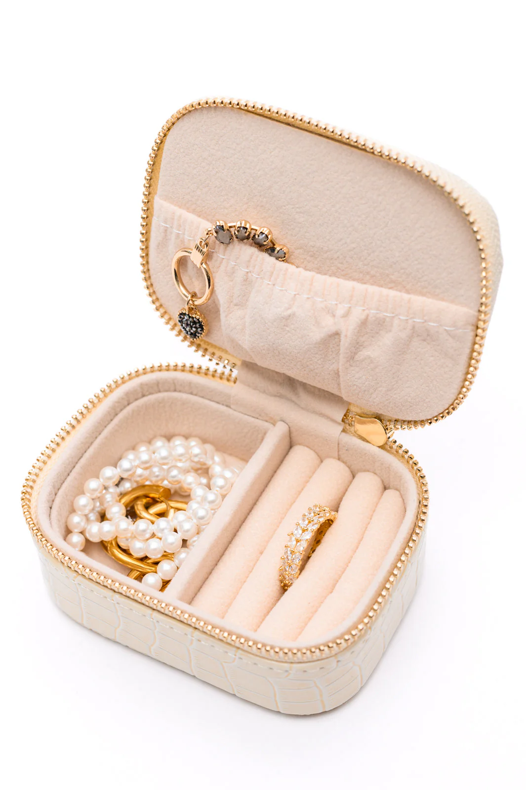 Travel Jewelry Case in Ivory Snakeskin