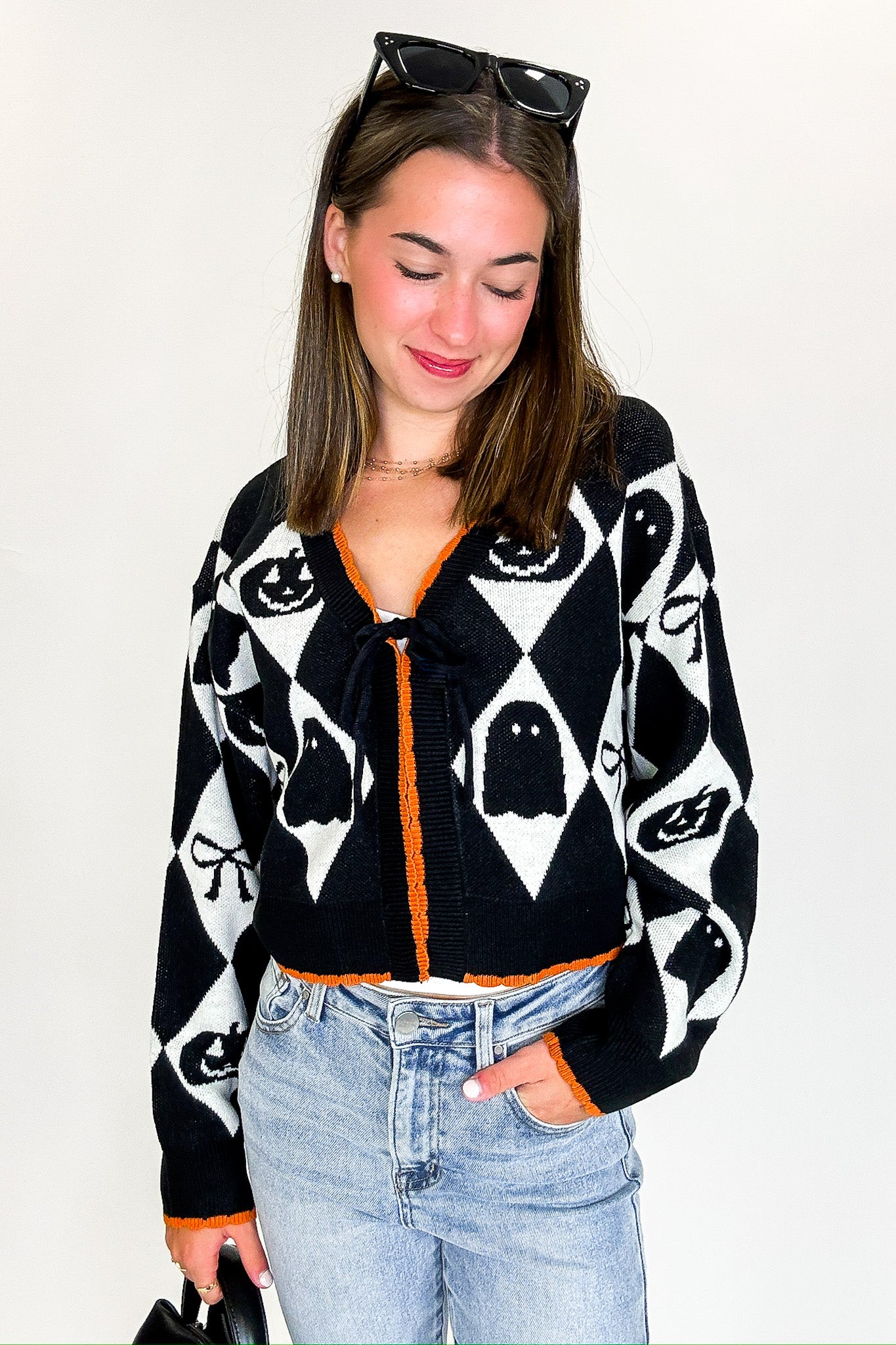 Ghoul Grid Argyle Knit Cardigan - FINAL SALE