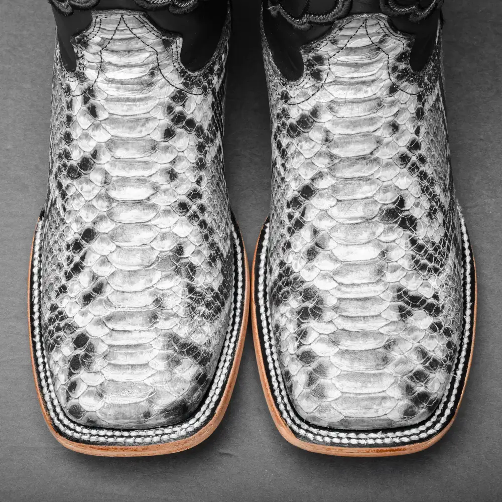 Natural Python Leather Boots - Square Toe