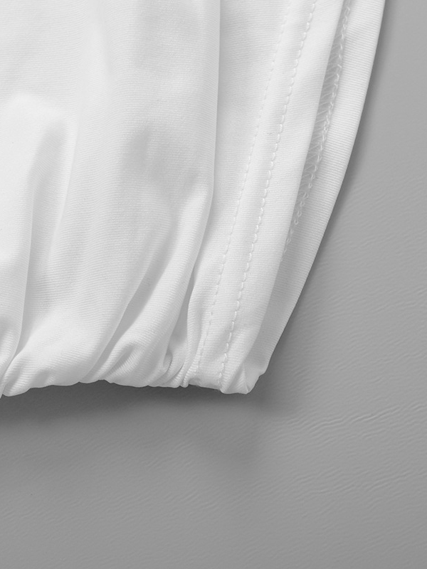 Pleated Solid Color Split-Joint Short Sleeves Skinny Boat Neck T-shirts