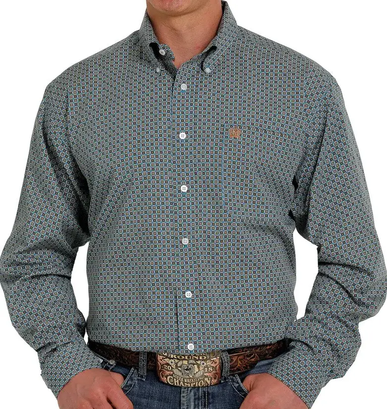 Men’s Cinch Turquoise and Toffee Button Down Shirt