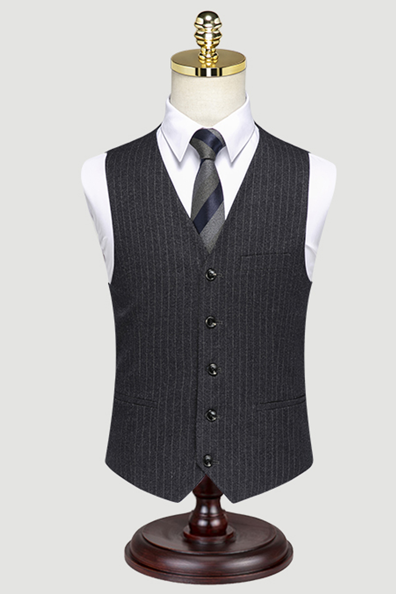 Men's Dark Gray Pinstripe Formal Vest